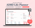 ADHD Notion Life Planner template for organizing tasks, routines, reminders, money and self-care